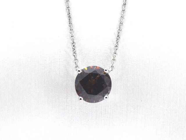 Witgouden solitair ketting met een cognac gekleurde diamant van 1.00 carat - afbeelding 5 van  9