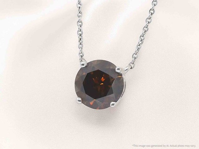 Witgouden solitair ketting met een cognac gekleurde diamant van 1.00 carat - afbeelding 7 van  9