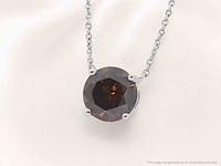 Witgouden solitair ketting met een cognac gekleurde diamant van 1.00 carat - afbeelding 7 van  9