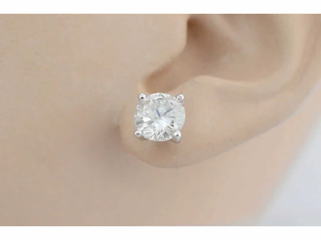 Witgouden solitair oorbellen 2.00 ct - afbeelding 2 van  5