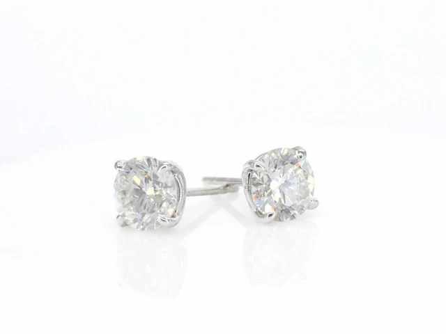 Witgouden solitair oorbellen 3.00 ct igi - afbeelding 1 van  9