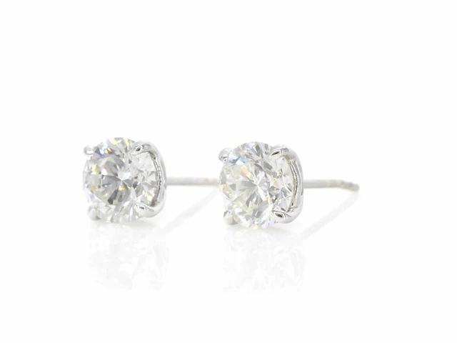 Witgouden solitair oorbellen 3.00 ct igi - afbeelding 3 van  9