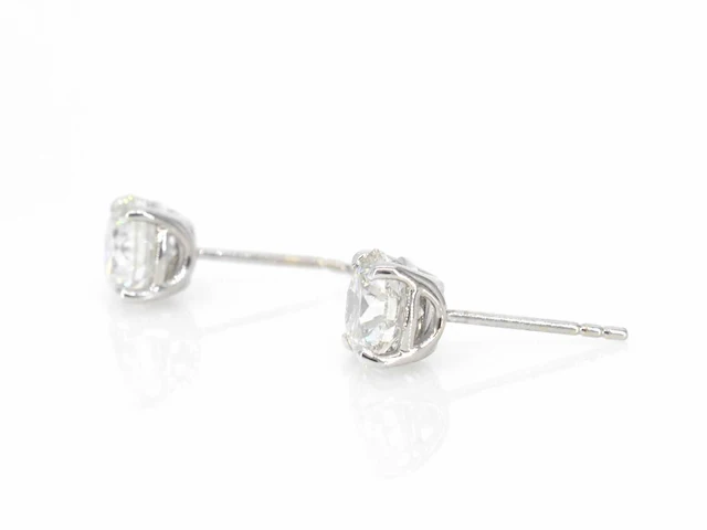 Witgouden solitair oorbellen 3.00 ct igi - afbeelding 4 van  9