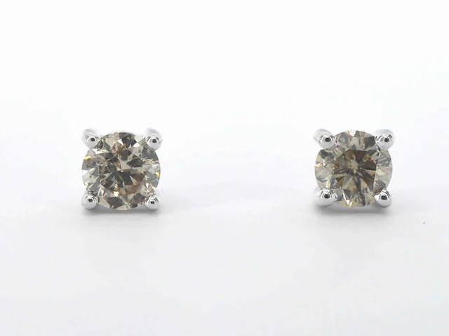 Witgouden solitair oorbellen briljant 0.65 ct - afbeelding 1 van  6