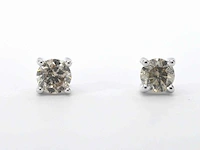 Witgouden solitair oorbellen briljant 0.65 ct
