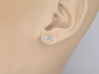 Witgouden solitair oorbellen diamant - afbeelding 1 van  8