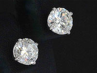 Witgouden solitair oorbellen met 4.00 carat aan natuurlijke diamanten - afbeelding 4 van  8
