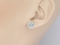 Witgouden solitair oorbellen met 4.00 carat aan natuurlijke diamanten - afbeelding 2 van  9
