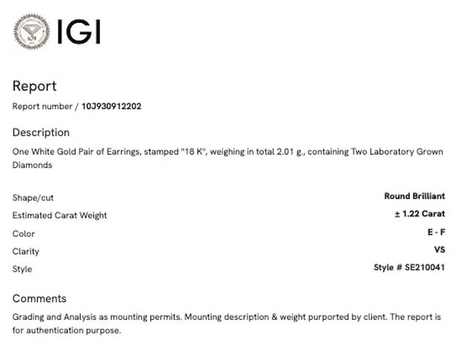 Witgouden solitair oorbellen met briljant geslepen diamanten 1.22 carat - afbeelding 4 van  7
