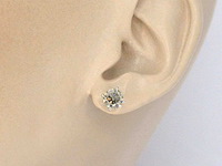 Witgouden solitair oorbellen met champagne diamant 3.00 carat - afbeelding 4 van  11