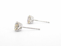 Witgouden solitair oorbellen met champagne diamant 3.00 carat - afbeelding 8 van  11