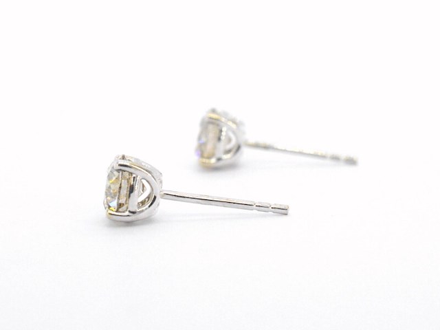 Witgouden solitair oorbellen met champagne diamant 3.00 carat - afbeelding 5 van  9