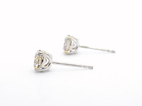 Witgouden solitair oorbellen met champagne diamant 3.00 carat - afbeelding 5 van  9