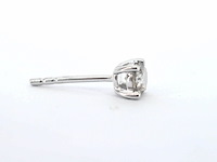 Witgouden solitair oorbellen met natuurlijke briljant geslepen diamanten - afbeelding 5 van  9