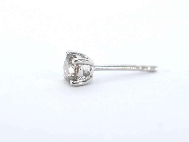 Witgouden solitair oorbellen met natuurlijke briljant geslepen diamanten - afbeelding 6 van  9