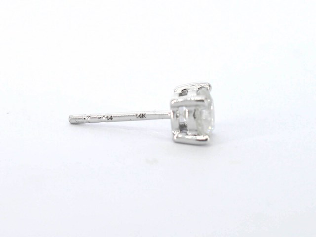 Witgouden solitair oorbellen met natuurlijke briljant geslepen diamanten - afbeelding 3 van  6