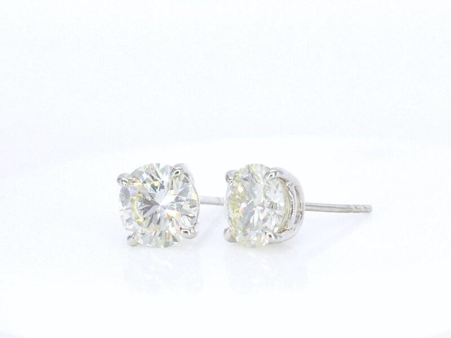 Witgouden solitair oorbellen met natuurlijke diamanten van 2.80 carat - afbeelding 4 van  9