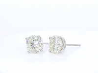 Witgouden solitair oorbellen met natuurlijke diamanten van 2.80 carat - afbeelding 4 van  9