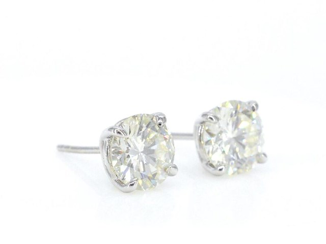 Witgouden solitair oorbellen met natuurlijke diamanten van 2.80 carat - afbeelding 6 van  9