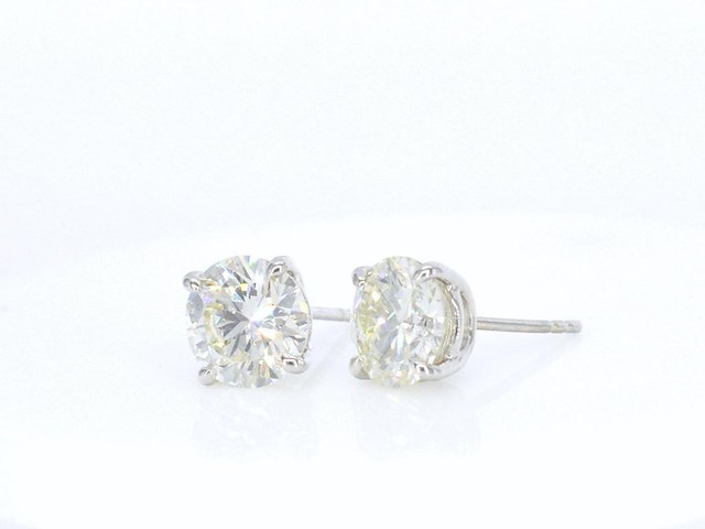 Witgouden solitair oorbellen met natuurlijke diamanten van 2.80 carat - afbeelding 4 van  7