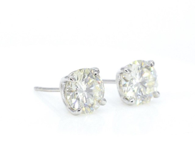 Witgouden solitair oorbellen met natuurlijke diamanten van 2.80 carat - afbeelding 6 van  7