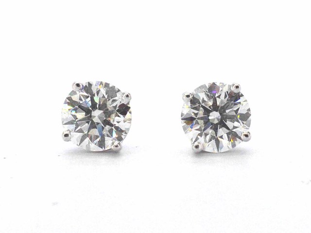 Witgouden solitair oorbellen - afbeelding 1 van  8
