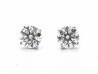 Witgouden solitair oorbellen - afbeelding 1 van  8