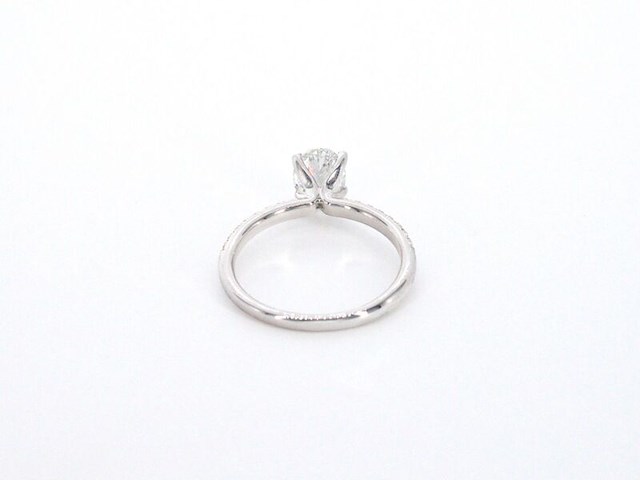 Witgouden solitair ring met 1.00 carat ovaal geslepen diamant en briljant geslepen diamanten - afbeelding 9 van  12