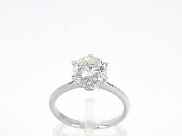 Witgouden solitair ring met 3.00 carat briljant geslepen diamant - afbeelding 1 van  10