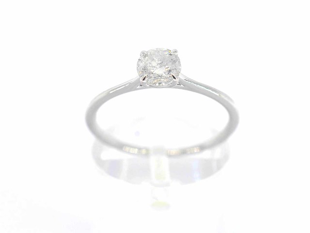 Witgouden solitair ring met briljant diamanten - afbeelding 1 van  8