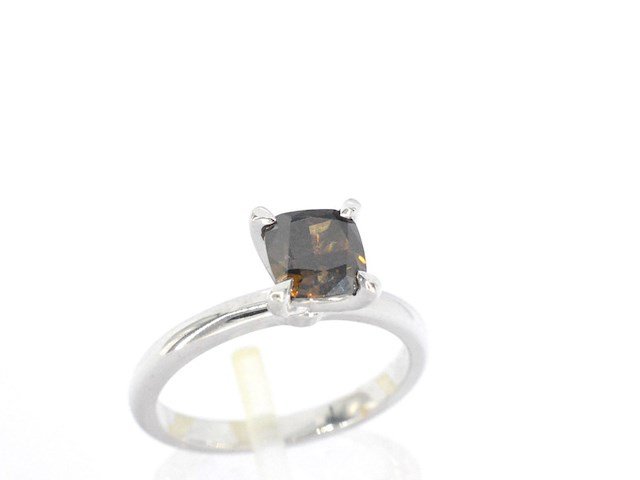 Witgouden solitair ring met diamant - afbeelding 5 van  10