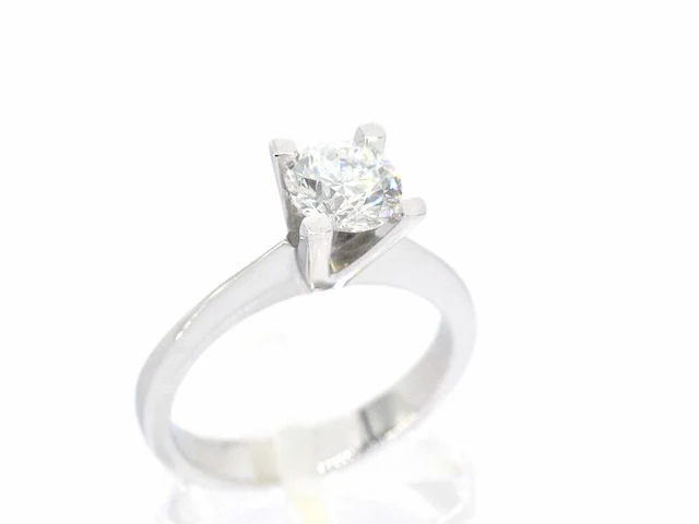 Witgouden solitair ring met diamant - afbeelding 7 van  12