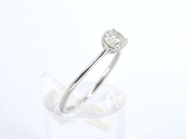 Witgouden solitair ring met natuurlijke briljant geslepen diamant - afbeelding 4 van  8