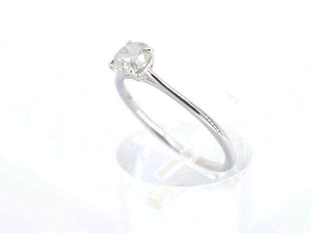 Witgouden solitair ring met natuurlijke briljant geslepen diamant - afbeelding 5 van  8