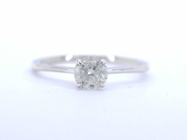 Witgouden solitair ring met natuurlijke briljant geslepen diamant - afbeelding 6 van  8
