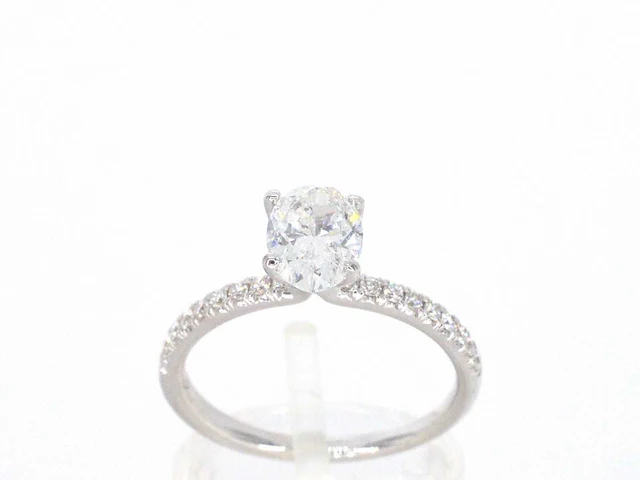 Witgouden solitair ring ovaal 1.00 ct - afbeelding 2 van  11
