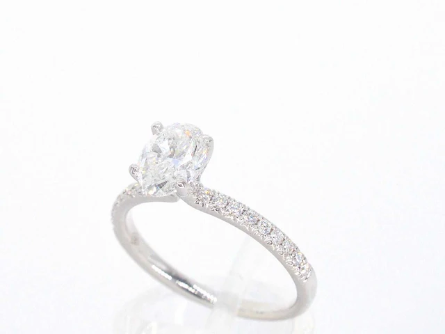 Witgouden solitair ring ovaal 1.00 ct - afbeelding 5 van  11