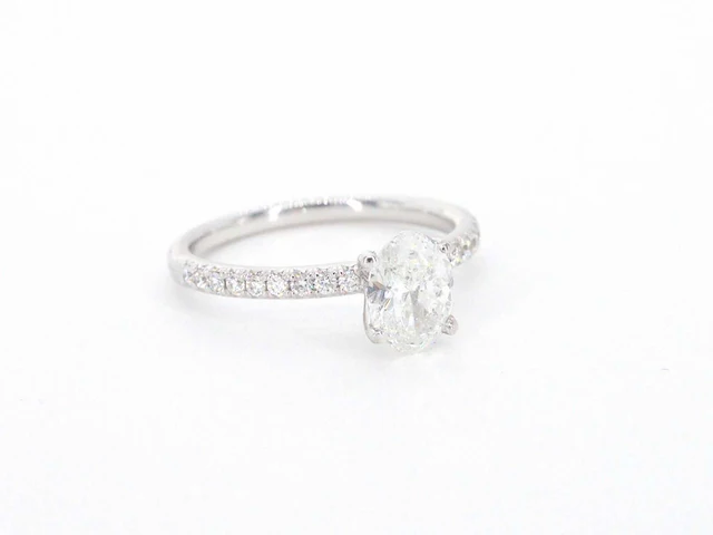 Witgouden solitair ring ovaal 1.00 ct - afbeelding 9 van  11