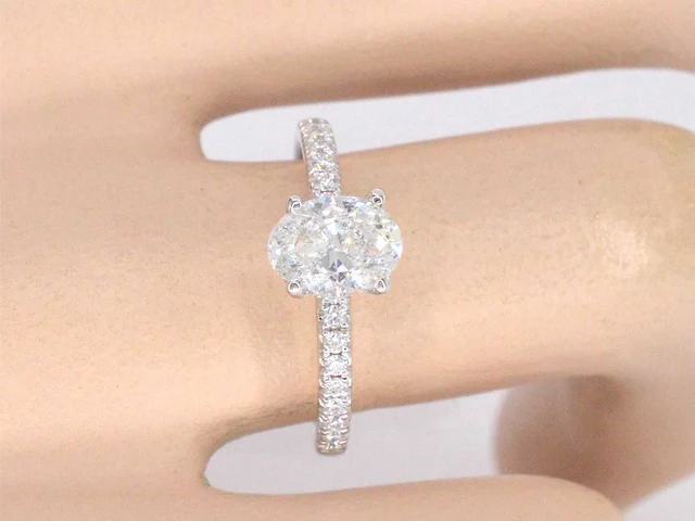 Witgouden solitair ring ovaal 1.00 ct - afbeelding 10 van  11