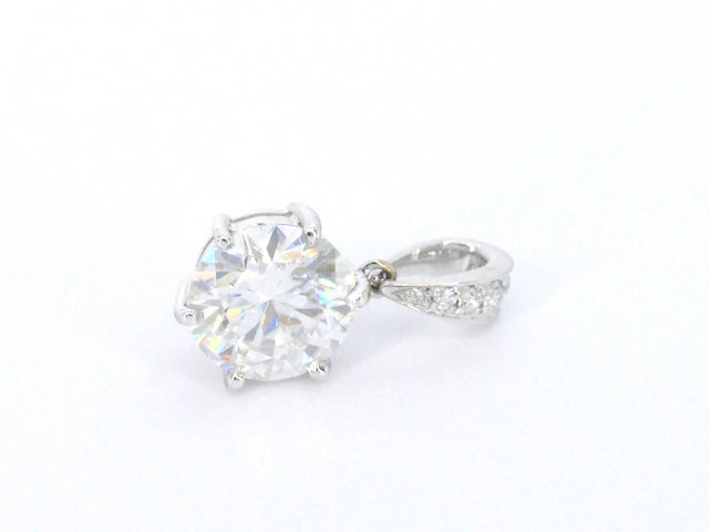Witgouden solitaire hanger met een diamant van 2.00 carat - afbeelding 7 van  8