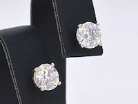 Witgouden solitaire oorbellen met briljanten van 2.00 carat - afbeelding 5 van  10