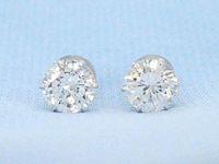 Witgouden solitaire oorbellen met diamanten 2.09 carat - afbeelding 1 van  9