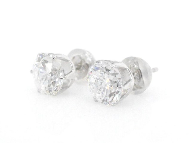 Witgouden solitaire oorbellen met diamanten 2.09 carat - afbeelding 3 van  9