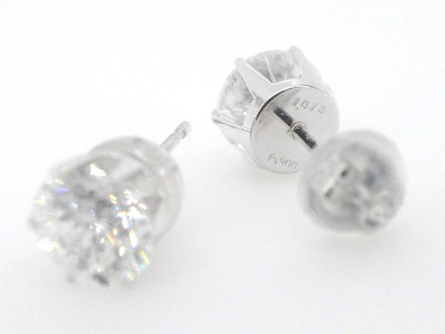 Witgouden solitaire oorbellen met diamanten 2.09 carat - afbeelding 7 van  9