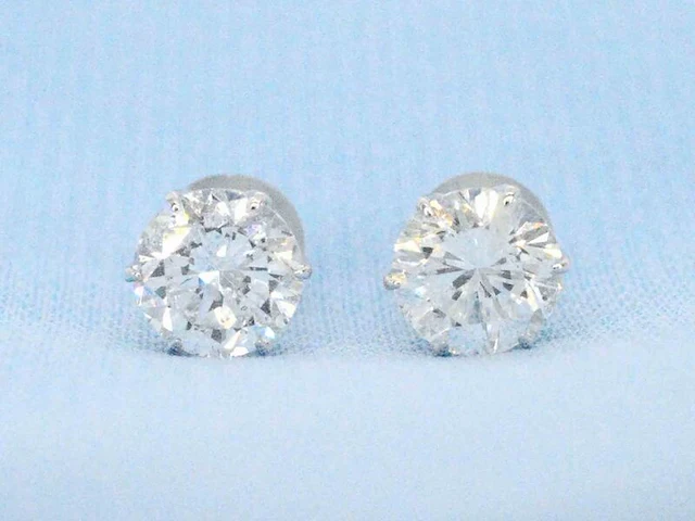 Witgouden solitaire oorbellen met diamanten 2.09 carat - afbeelding 1 van  9