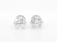Witgouden solitaire oorbellen met diamanten 2.09 carat - afbeelding 6 van  9