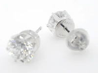 Witgouden solitaire oorbellen met diamanten 2.09 carat - afbeelding 7 van  9