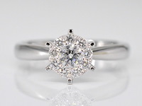 Witgouden solitaire ring met diamanten - afbeelding 1 van  7
