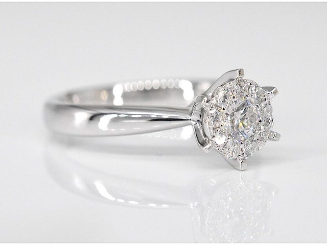 Witgouden solitaire ring met diamanten - afbeelding 4 van  7