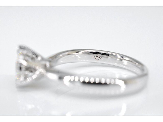 Witgouden solitaire ring met diamanten - afbeelding 5 van  7
